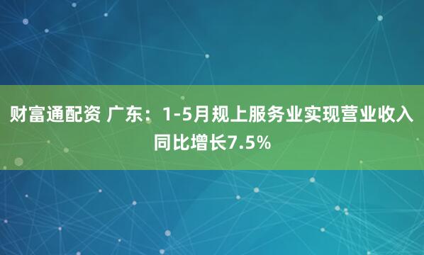 财富通配资 广东：1-5月规上服务业实现营业收入同比增长7.5%
