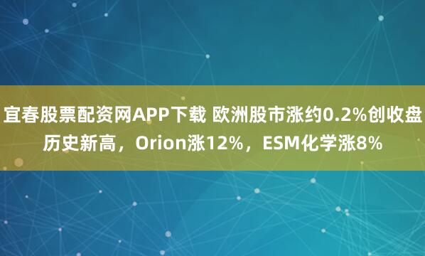 宜春股票配资网APP下载 欧洲股市涨约0.2%创收盘历史新高，Orion涨12%，ESM化学涨8%